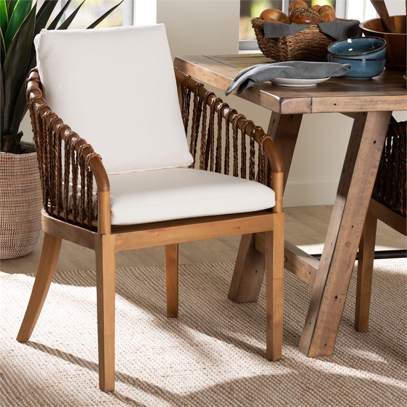 bali & pari Varen Seagrass and Mahogany Wood Dining Chair