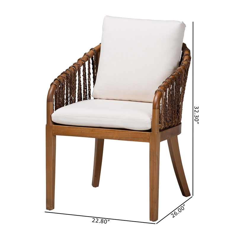bali & pari Varen Seagrass and Mahogany Wood Dining Chair
