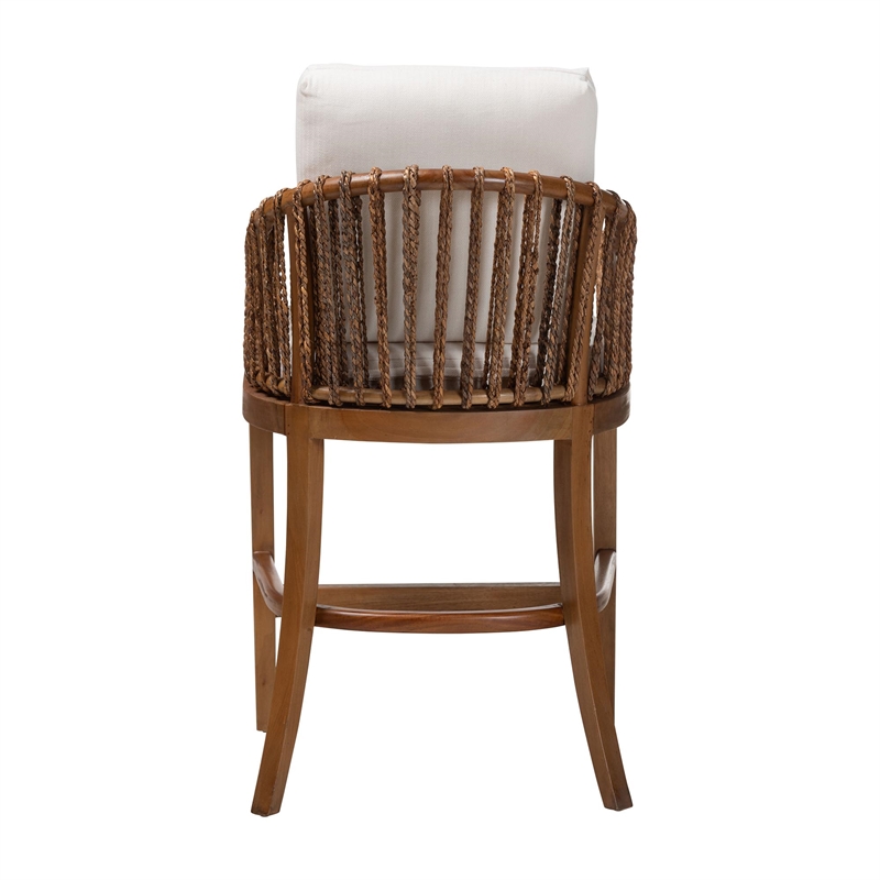 bali & pari Varen Seagrass and Mahogany Wood Counter Stool