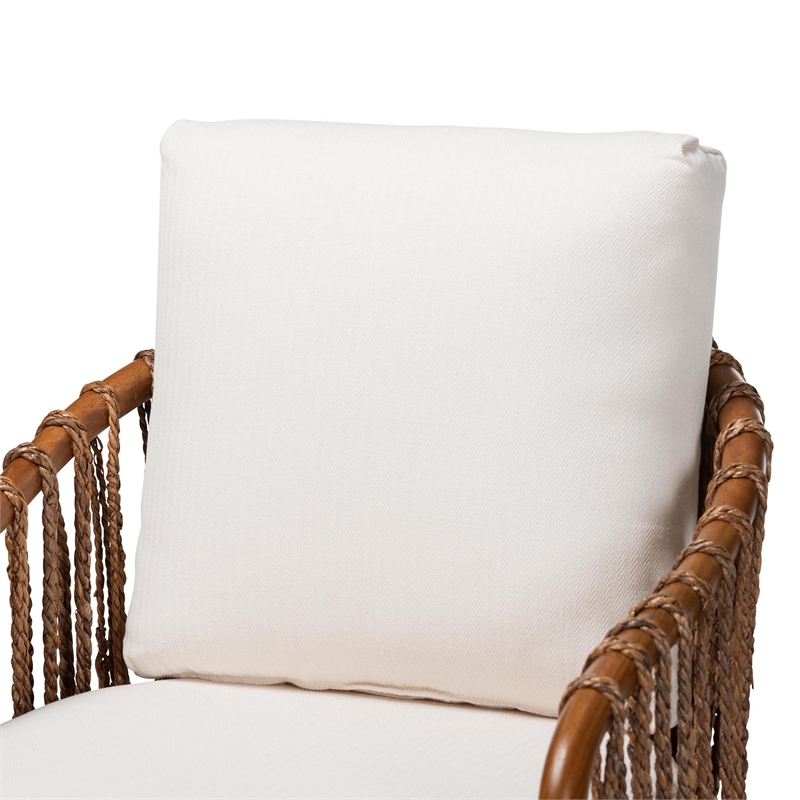 bali & pari Varen Seagrass and Mahogany Wood Counter Stool