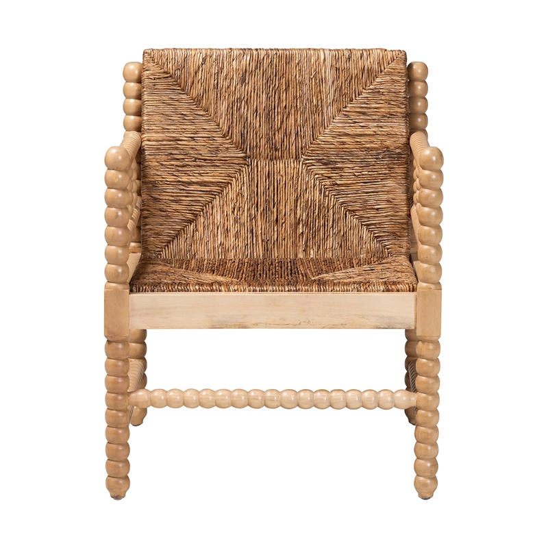 bali & pari Dolores Woven Seagrass Armchair with Bobbin Frame
