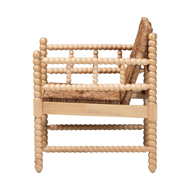 bali & pari Dolores Woven Seagrass Armchair with Bobbin Frame
