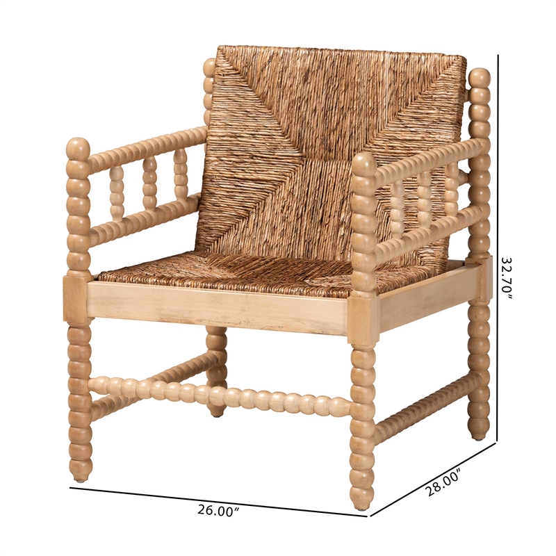 bali & pari Dolores Woven Seagrass Armchair with Bobbin Frame