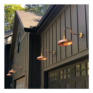 AQ Lighting Metal LED Outdoor Gooseneck Barn Light in Raw Copper