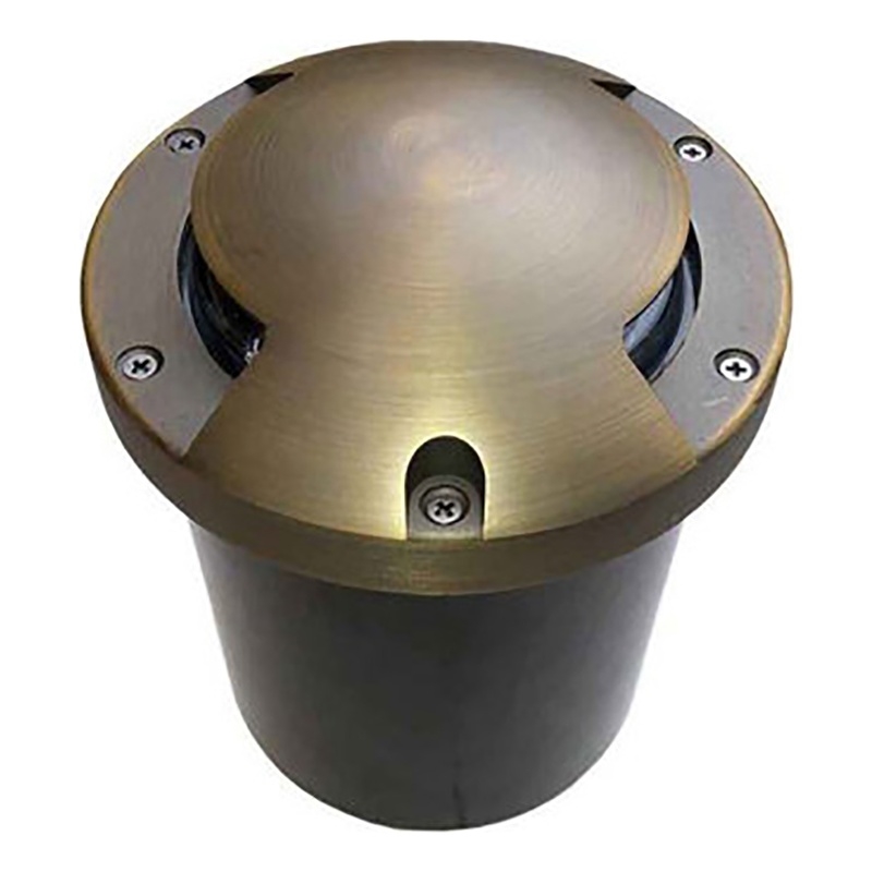 AQ Lighting Metal Well Light with Bi-Directional Cover Landscape in Brass