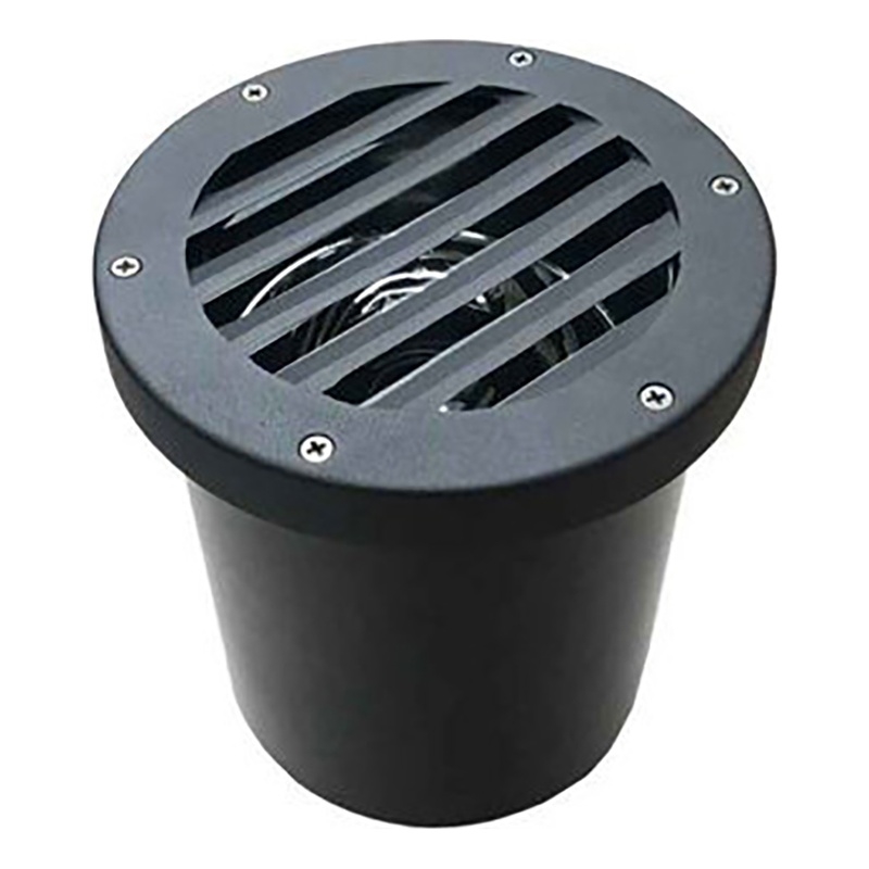 AQ Lighting 120V Metal Well Light with Louvered Grill Cover Landscape in Black
