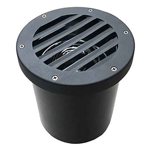 AQ Lighting 120V Metal Well Light with Louvered Grill Cover Landscape in Black