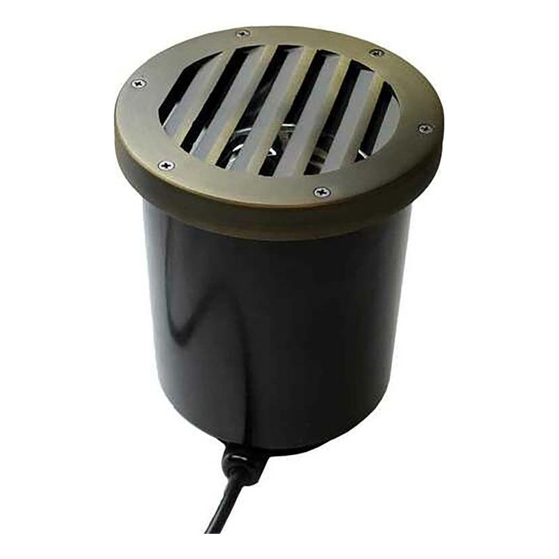 AQ Lighting Metal Well Light with Louvered Grill Cover Landscape in Bronze