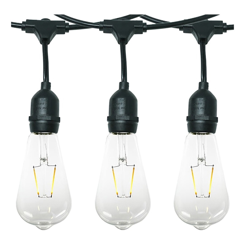 AQ Lighting Plastic Dimmable Outdoor LED 24 Patio String Light in Black