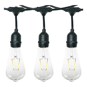AQ Lighting Plastic Dimmable Outdoor LED 15 Patio String Light in Black