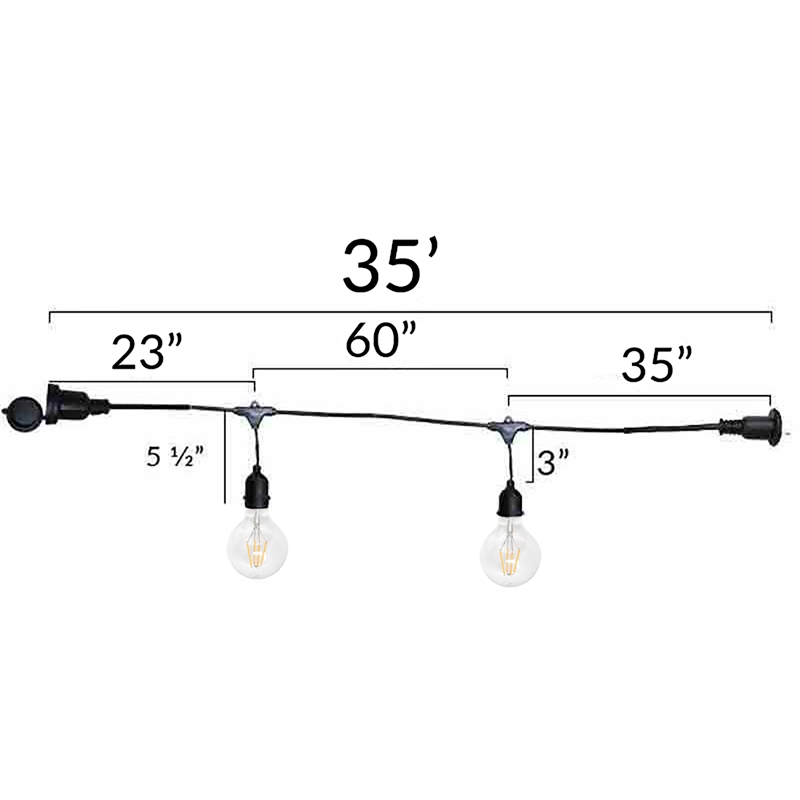 AQ Lighting Plastic Dimmable Outdoor LED 7 Patio String Light in Black