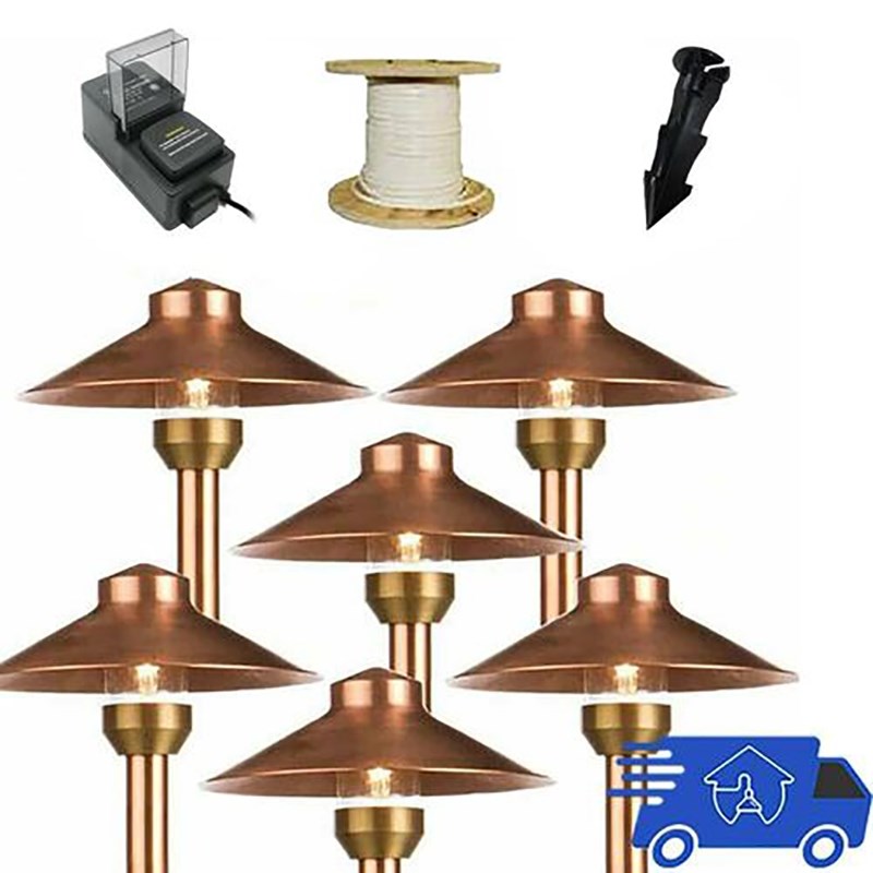 AQ Lighting DIY Propack 6-Piece Metal LED Pathway Area Light in Copper