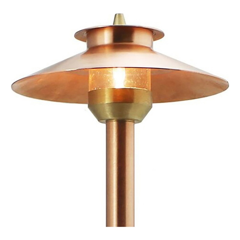 AQ Lighting 3-Piece Metal LED Pathway Area Light with 2-Tier Shade in Copper