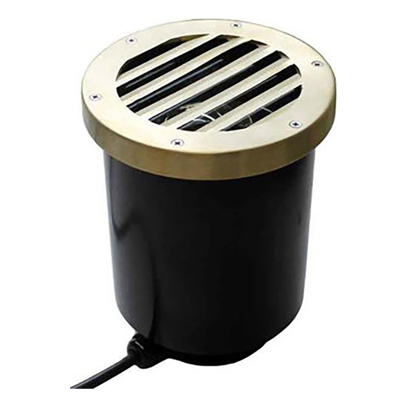 AQ Lighting Metal Well Light with Louvered Grill Cover Landscape in Brass
