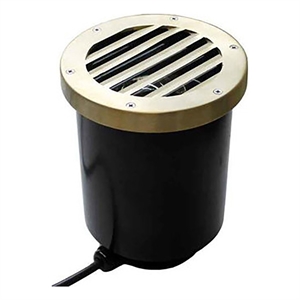 AQ Lighting Metal Well Light with Louvered Grill Cover Landscape in Brass