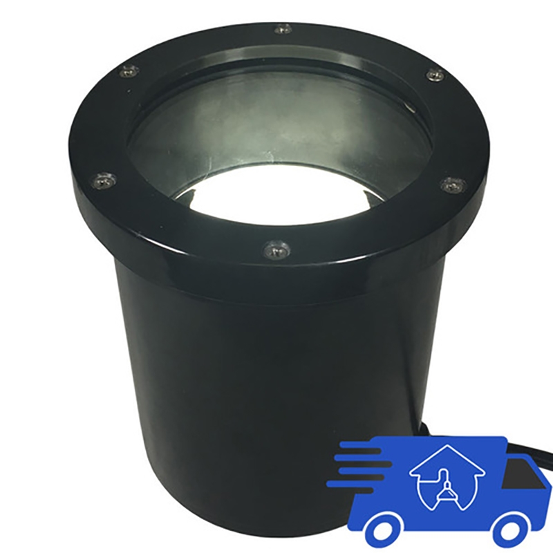 AQ Lighting 120V Metal & Composite Well Light with Open Face Cover in Black