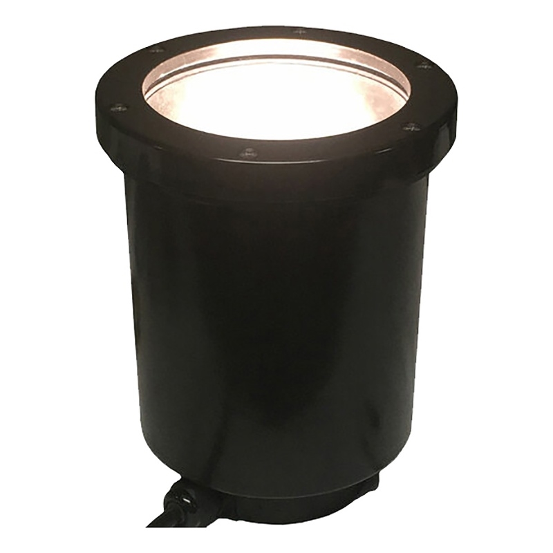 AQ Lighting 120V Metal & Composite Well Light with Open Face Cover in Black