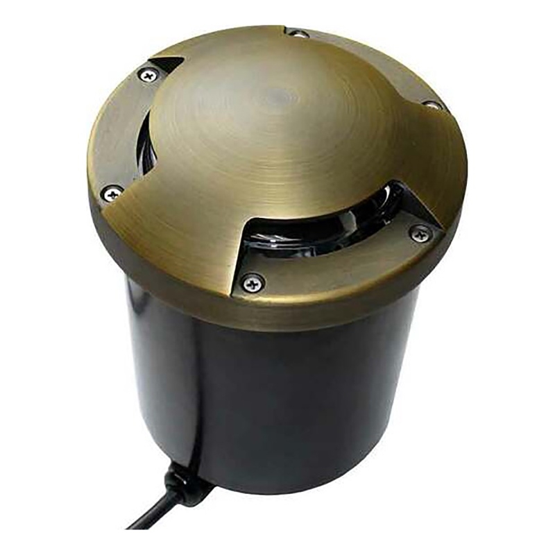 AQ Lighting Metal Well Light with Tri-Directional Cover Landscape in Bronze