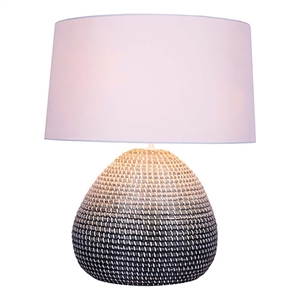 AQ Lighting Natural Seagrass & Fabric LED Table Lamp in White/Black Gradient