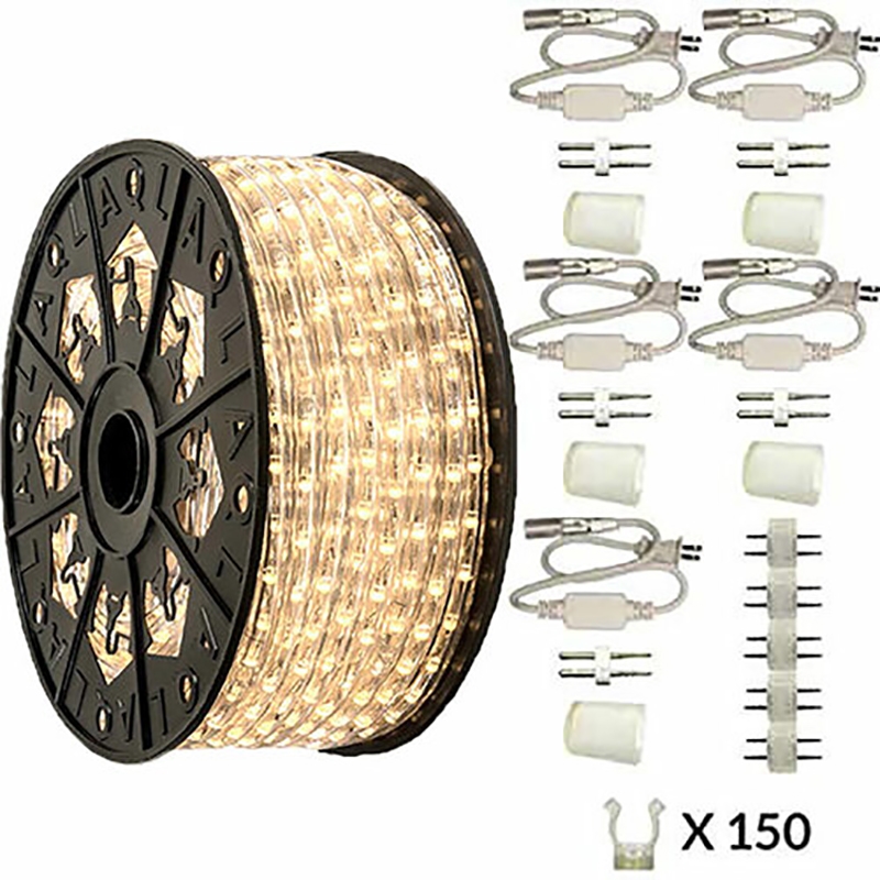 AQ Lighting Deluxe Plastic LED Rope Light Kit with Waterproof in Warm White