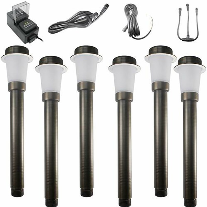AQ Lighting 6-Piece Brass LED Mini Area Light Fixture Pro Kit in Bronze