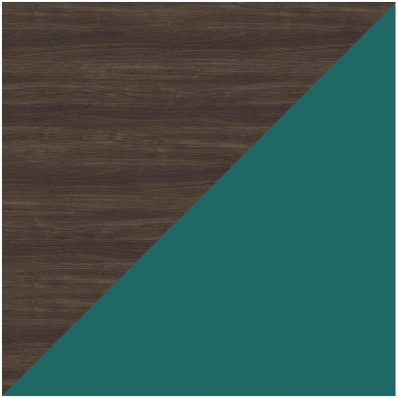 Orison 24x48 Mid Century Modern Metal Desk - Teal / Trail Walnut
