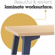 Orison 27x57 Mid Century Modern Metal Desk - Navy / Platinum Oak