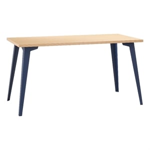 Orison 27x57 Mid Century Modern Metal Desk - Navy / Platinum Oak