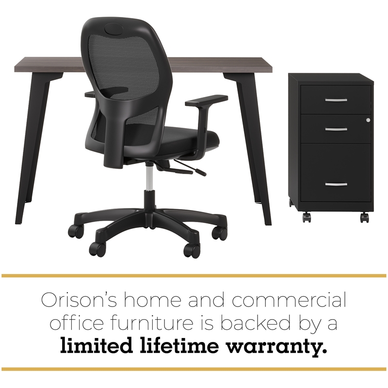 Orison 27x57 Mid Century Modern Metal Desk - Black / Trail Walnut