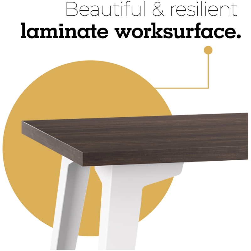 Orison 27x57 Mid Century Modern Metal Desk - Alpine White / Trail Walnut