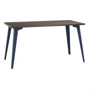 Orison 27x57 Mid Century Modern Metal Desk - Navy / Trail Walnut
