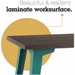 Orison 27x57 Mid Century Modern Metal Desk - Teal / Trail Walnut