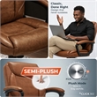 Click365 Transform 1.0 Ergonomic Mid Back Desk Chair Bonded Leather Cognac