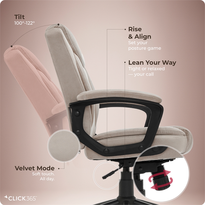Click365 Transform 1.0 Ergonomic Mid Back Desk Chair Fabric Beige