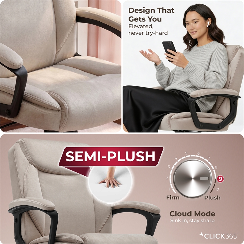 Click365 Transform 1.0 Ergonomic Mid Back Desk Chair Fabric Beige