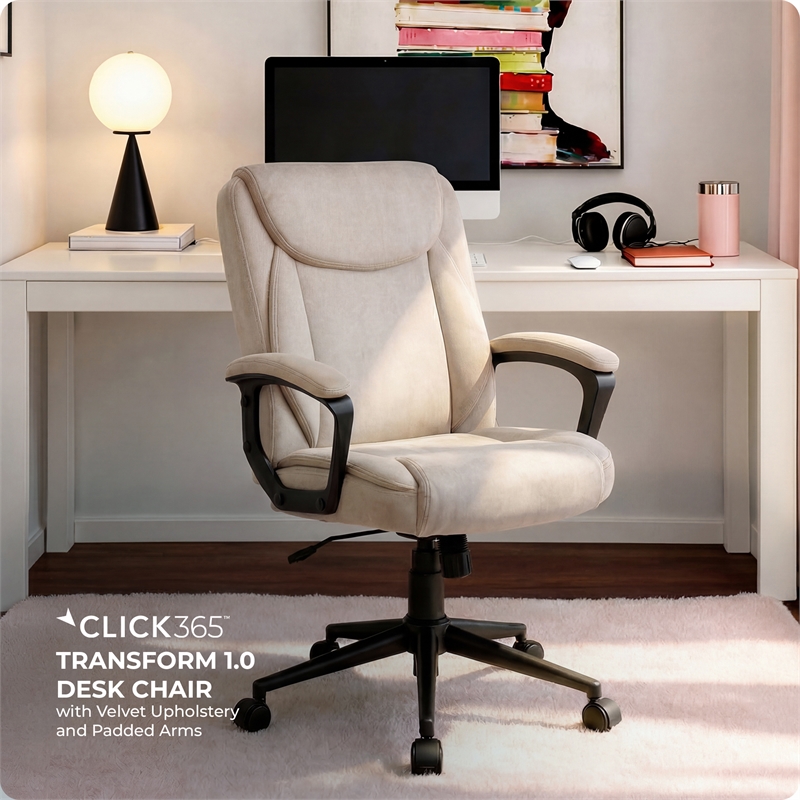 Click365 Transform 1.0 Ergonomic Mid Back Desk Chair Fabric Beige