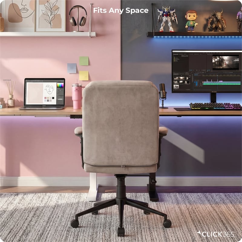 Click365 Transform 1.0 Ergonomic Mid Back Desk Chair Fabric Beige