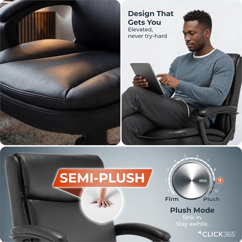 Click365 Transform 2.0 Ergonomic Mid Back Desk Chair Bonded Leather Black