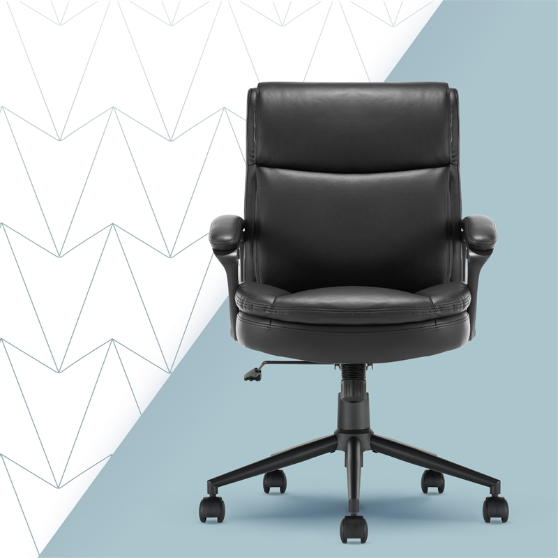 Click365 Transform 2.0 Ergonomic Mid Back Desk Chair Bonded Leather Black