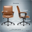 Click365 Transform 3.0 Ergonomic Mid Back Desk Chair Bonded Leather Cognac