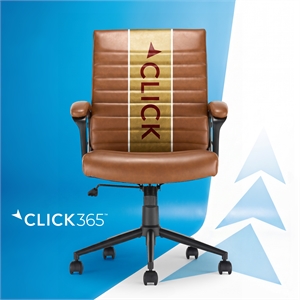 Click365 Transform 3.0 Ergonomic Mid Back Desk Chair Bonded Leather Cognac