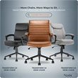 Click365 Transform 3.0 Ergonomic Mid Back Desk Chair Bonded Leather Cognac