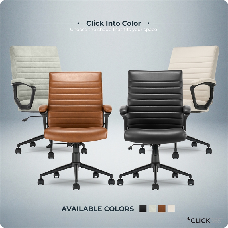Click365 Transform 3.0 Ergonomic Mid Back Desk Chair Bonded Leather Cognac
