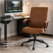 Click365 Transform 3.0 Ergonomic Mid Back Desk Chair Bonded Leather Cognac