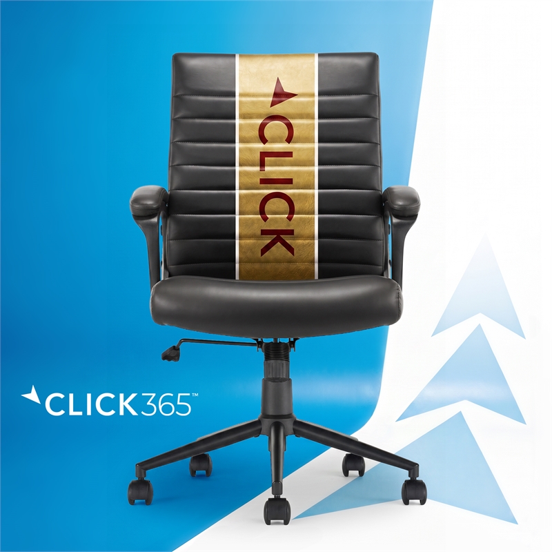 Click365 Transform 3.0 Ergonomic Mid Back Desk Chair Bonded Leather Black