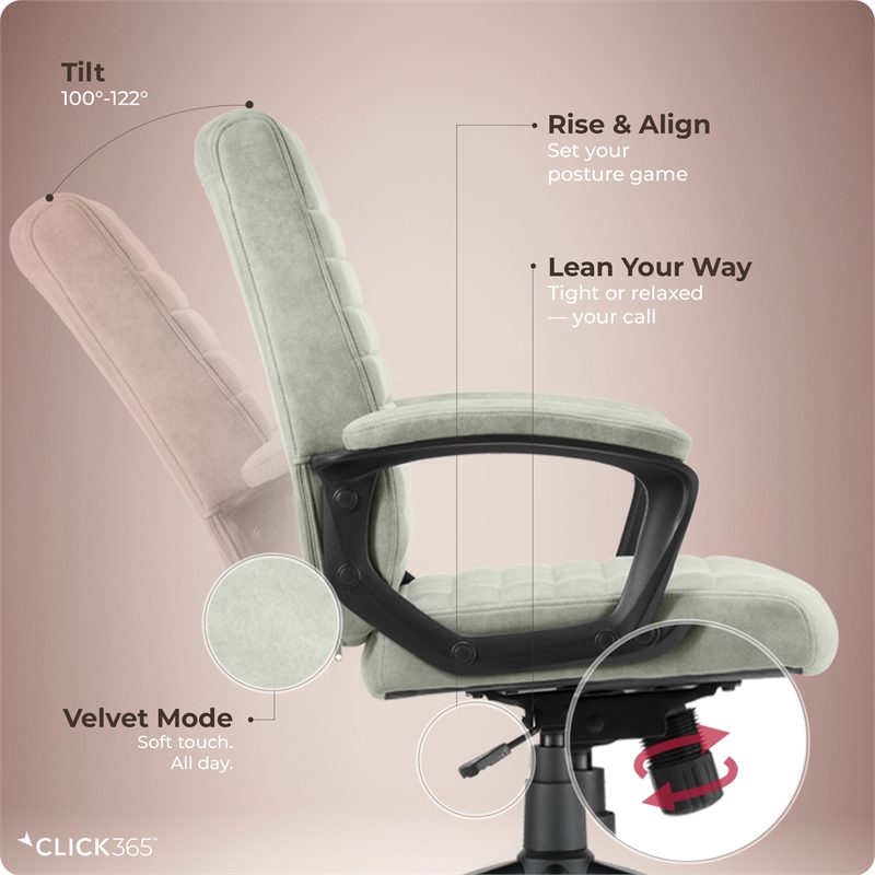 Click365 Transform 3.0 Ergonomic Mid Back Desk Chair Vegan Leather Grey