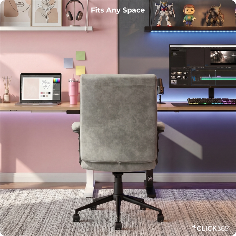 Click365 Transform 3.0 Ergonomic Mid Back Desk Chair Vegan Leather Grey