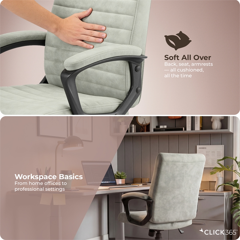 Click365 Transform 3.0 Ergonomic Mid Back Desk Chair Vegan Leather Grey