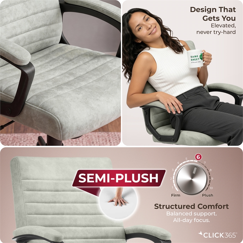 Click365 Transform 3.0 Ergonomic Mid Back Desk Chair Vegan Leather Grey