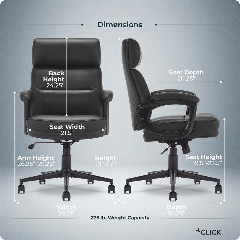 Click365 Classic Executive Office Chair Bonded Leather Black